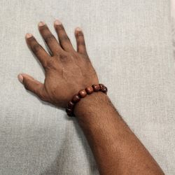 Stretchy Natural Wood 15 Bead Bracelet  Men & Women Great Gift Prayer Spiritual