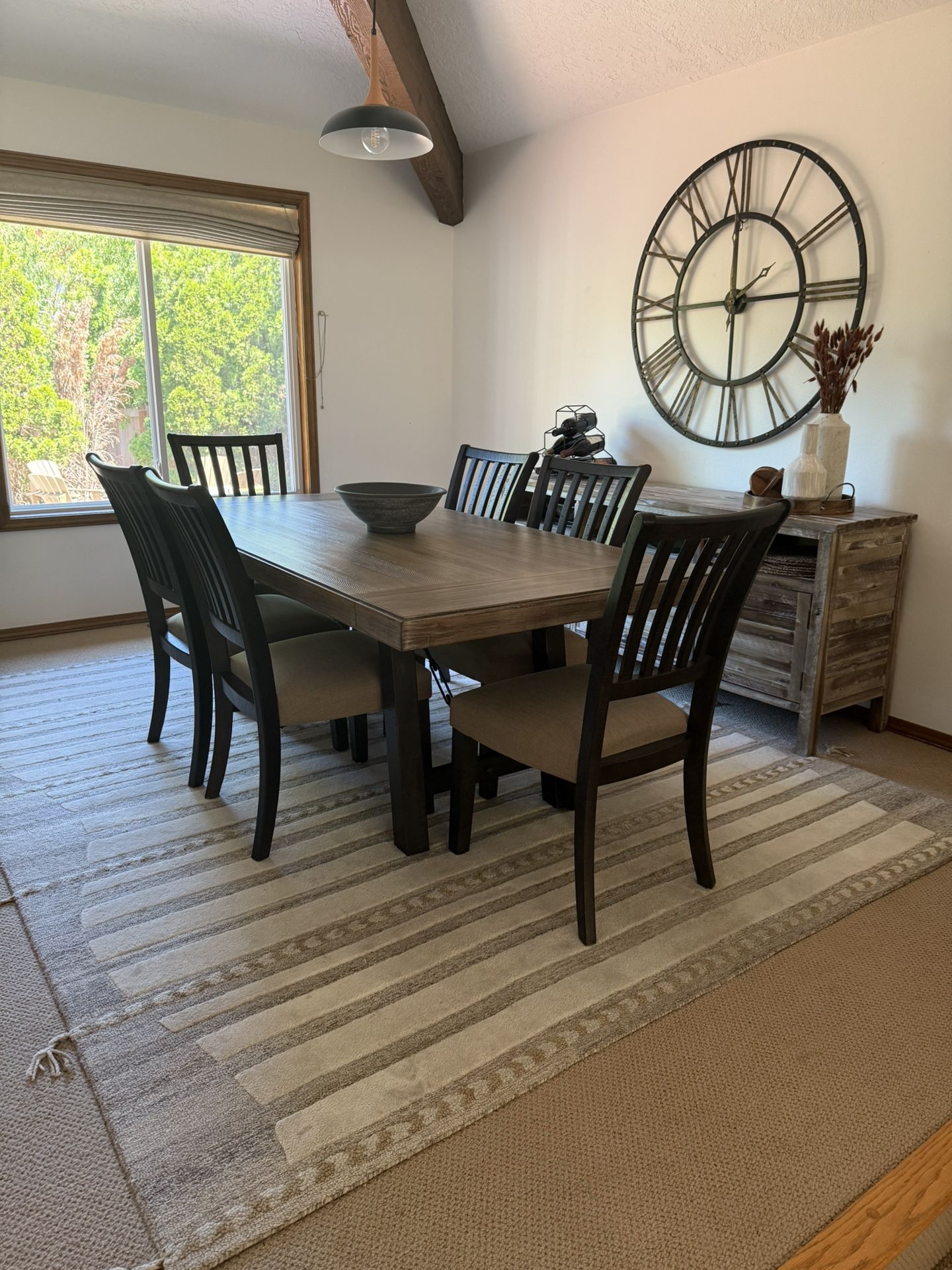 Dining table, Chairs, & Credenza