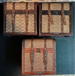 Three ClearClick Wooden Record Storage Carrying Case for 30+ Records - Classic Vintage Retro Style