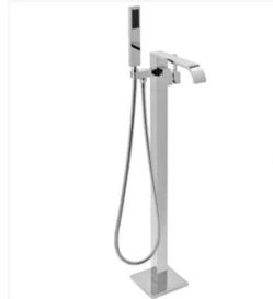 AKDY 1-Handle Freestanding Floor Mount Roman Tub Faucet Bathtub Filler with Hand Shower in Chrome
