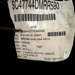 OEM 2004-2008 Nissan Maxima Right Side View Mirror - Power & Heated (Silver)