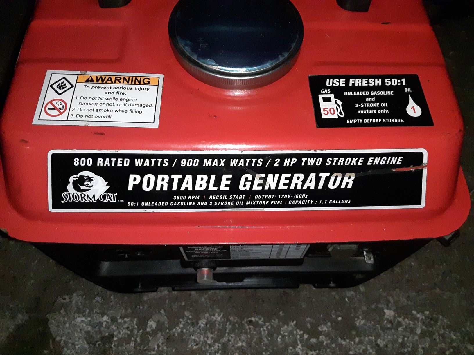 800 watt 2 stroke portable generator