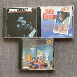 Jazz Music Greats Ellington, Coltrane and Bolling/Rampal, lot of 3 CDs, new/excellent condition.  The Duke Ellington Orchestra, Digital Duke. John Col