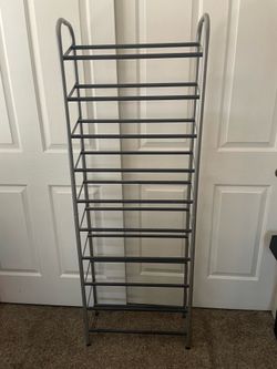 Metal 10-Level Shoe Rack for Closet