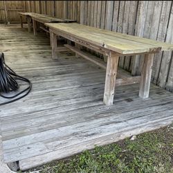 RUSTIC PICNIC TABLE SEATS 10 People Each
