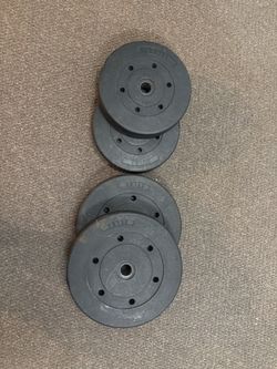 Used standard plates 15lbs, 25lbs $110 or best offer