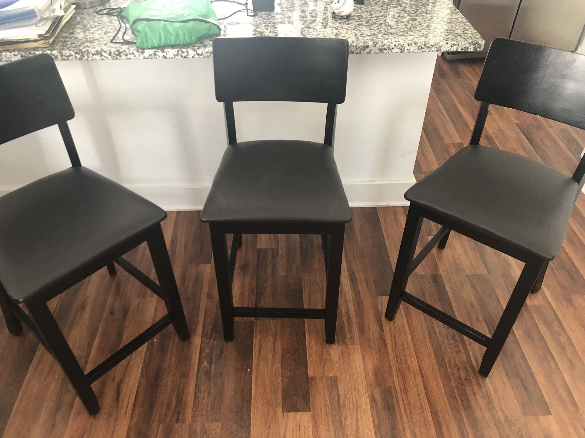 3 hardwood bar stools