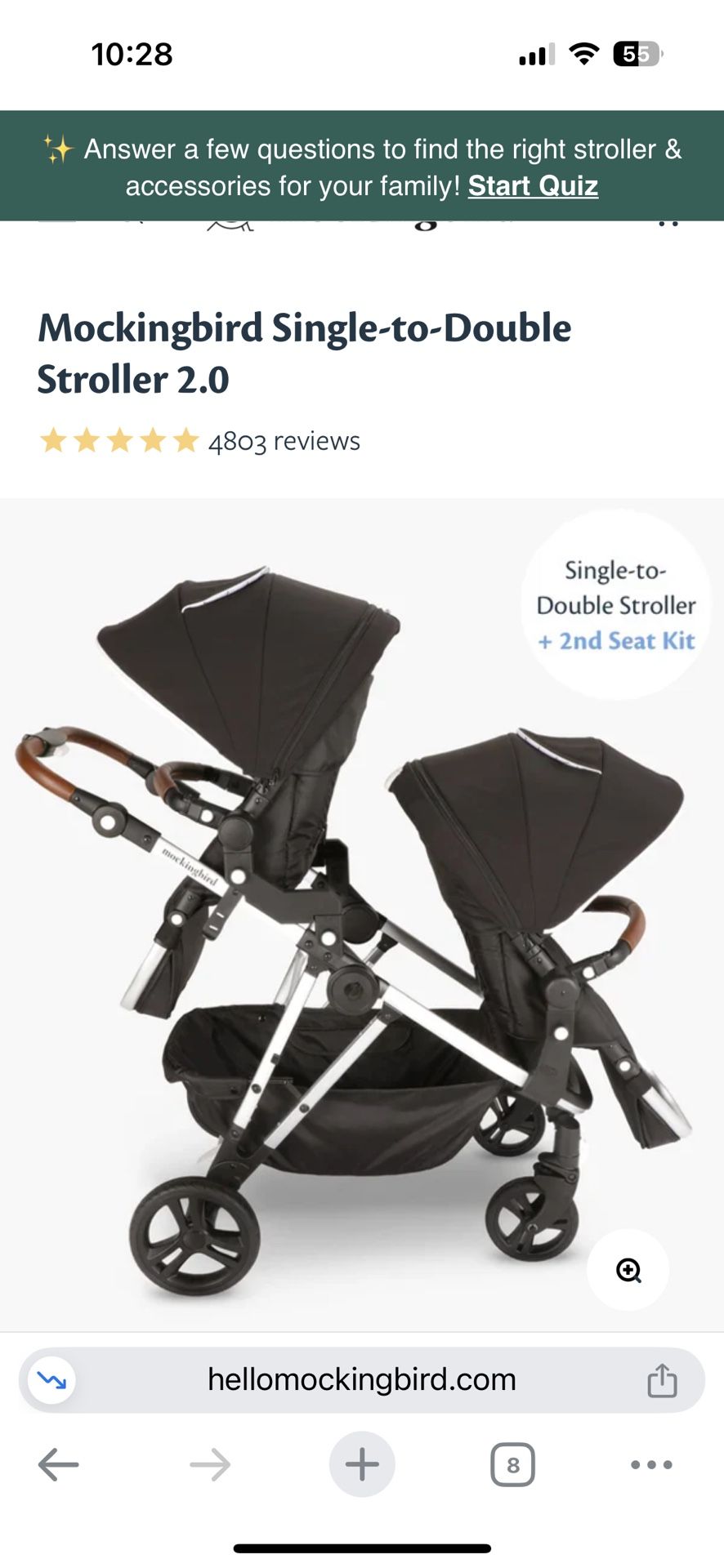 Single to Double Mockingbird Stroller