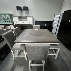 6pc Counter Height Dining Set w/ Last Susan