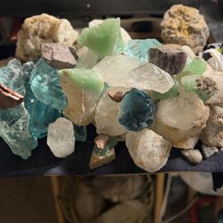 An Assortment Of Stones, Crystals, Petrified Wood, Seaglass, Etc!  O.B.O