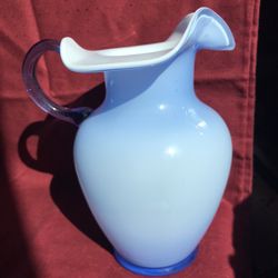 Vintage Hand blown Blue Pitcher 