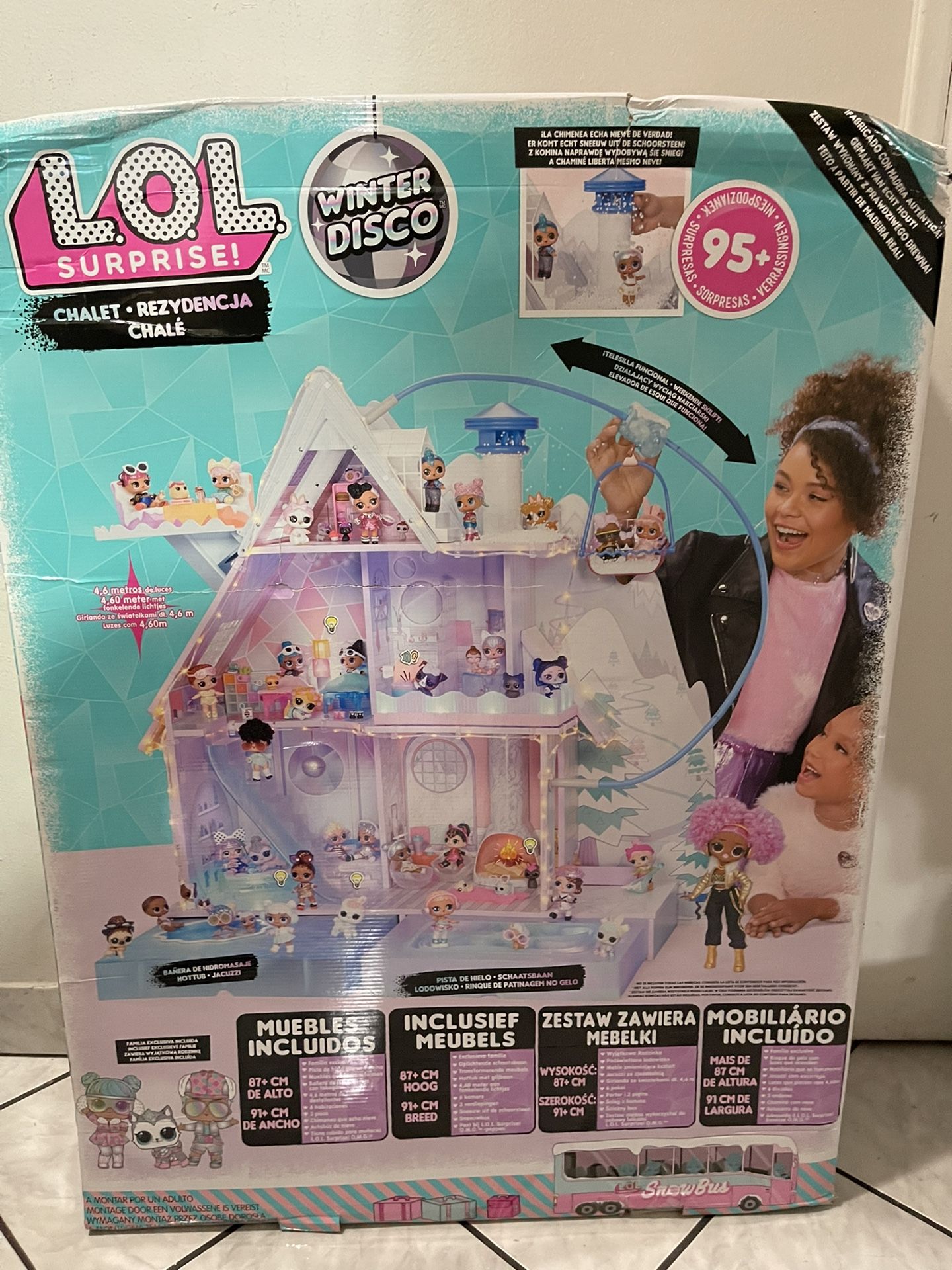 LOL Surprise Winter Disco Chalet Wooden Doll House with Exclusive Family & 95+ Surprises