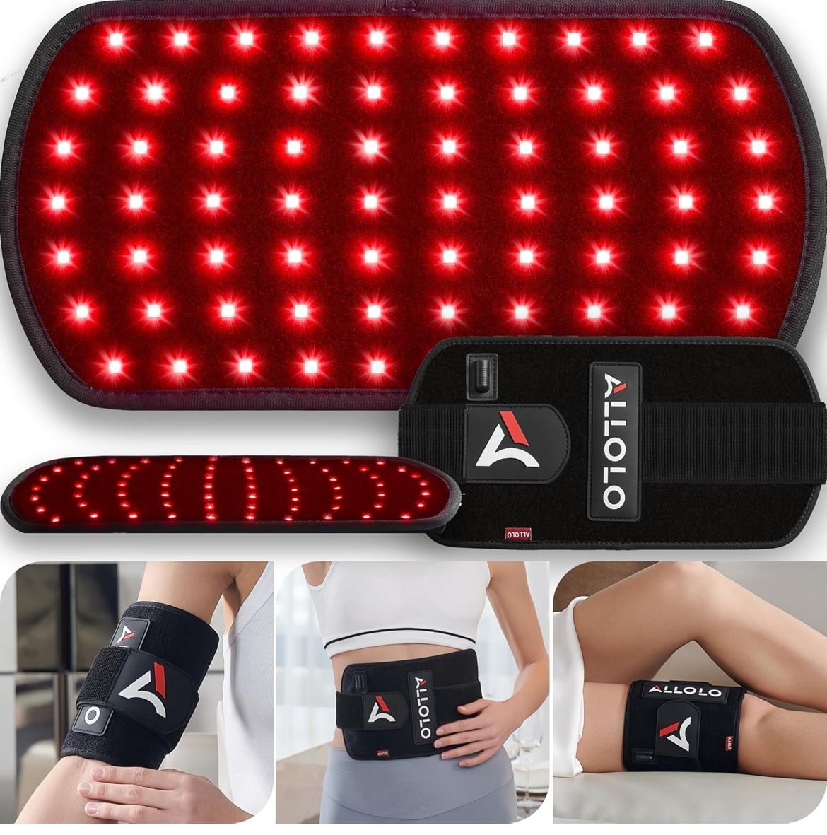ALLOLO Red Light Therapy for Body, 3-in-1 LED Bead with Timer Remote Control