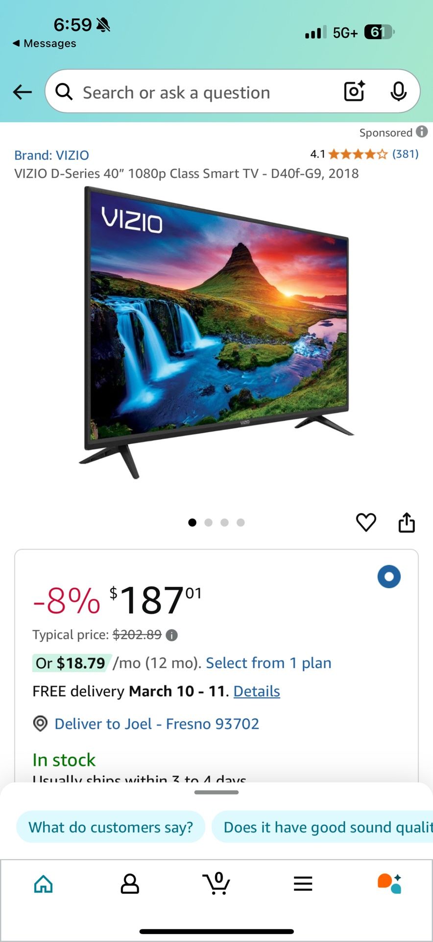 40 Inch Tv: Need It Gone By Friday $100