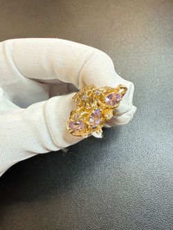 14K Yellow gold natural diamond ring