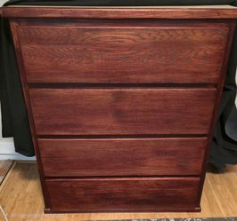 Dark wood stained 4 drawer dresser