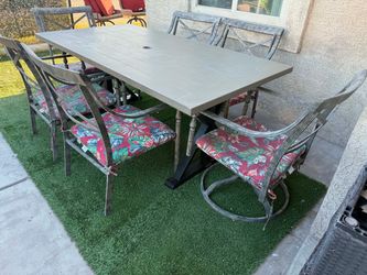 Patio,Outdoor Furniture,Dining Set,6 chairs,cushions and table.
