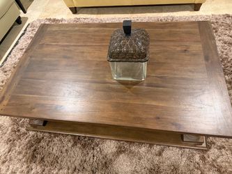 Wooden Coffee Table with Lower Shelf