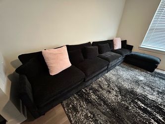 Suede black couch + ottoman