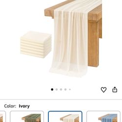 Ling's moment 6-Pack 10ft Ivory Sheer Chiffon-Like Table Runner with Silver Sparkle Beige Table Decor for Wedding Rustic Boho Shower Party(Ivory, Set 