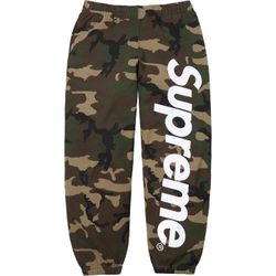 Supreme Satin Appliqué Sweatpants Woodland Camo XL