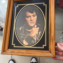 Vintage Elvis Presley Wood Framed Mirror Photo 