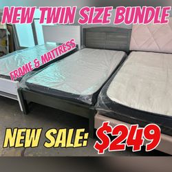 NEW TWIN SIZE BUNDLE (FRAME & MATTRESS)
