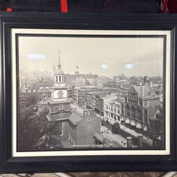 Framed painting of Independence Square, Philadelphia 1912, 23x20