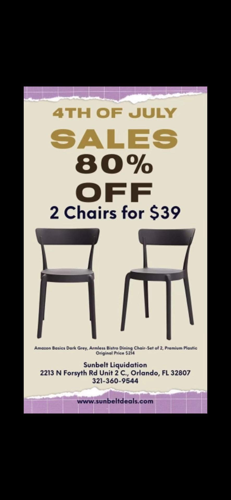 Basics Dark Grey, Armless Bistro Dining Chair Premium Plastic