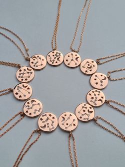 Zodiac Necklace Rose Gold – All 12 Signs, Stainless Steel
