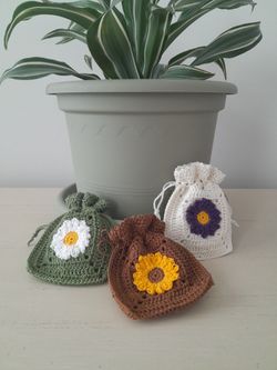 Handmade Collectible Crochet Floral Trinket Pouches