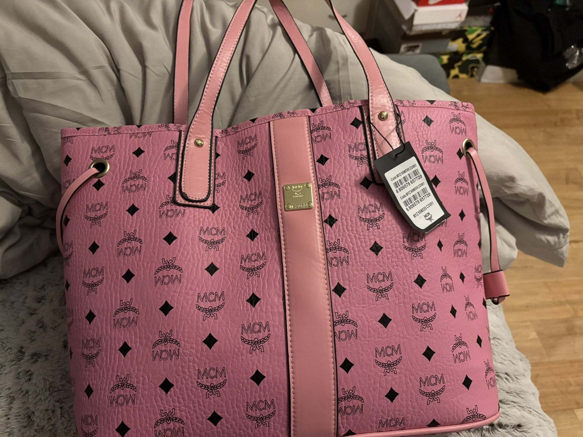 MCM pink tote bag