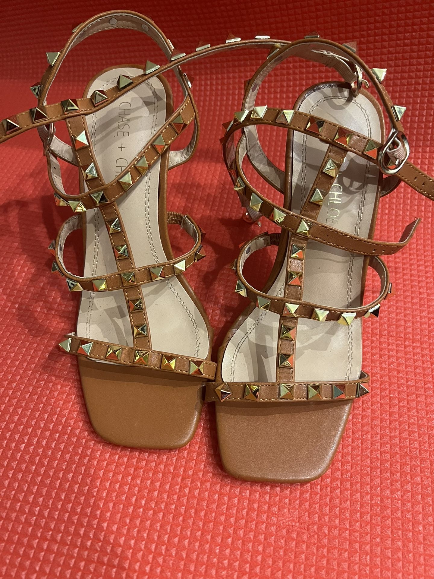 New Camel/ Brown Ankle Strap Heels- Size 7