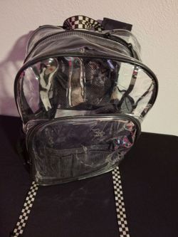 Clear Backpack with Checkered Straps