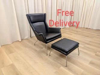 Room & Board Aidan Leather Chair and Ottoman