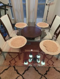 Glass Top Dining Table with 4 Chairs