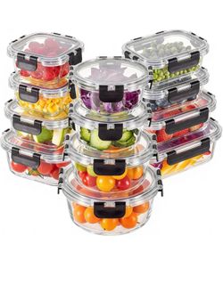New 12 Pack Glass Food Storage Containers with Lids, Meal Prep Containers, Airtight Bento Boxes with Leak Proof Locking for Microwave, Oven, Freezer a