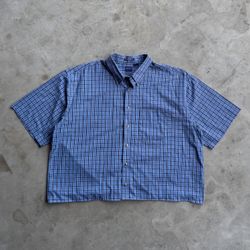 Vintage Cropped Plaid Button Down Shirt - XL