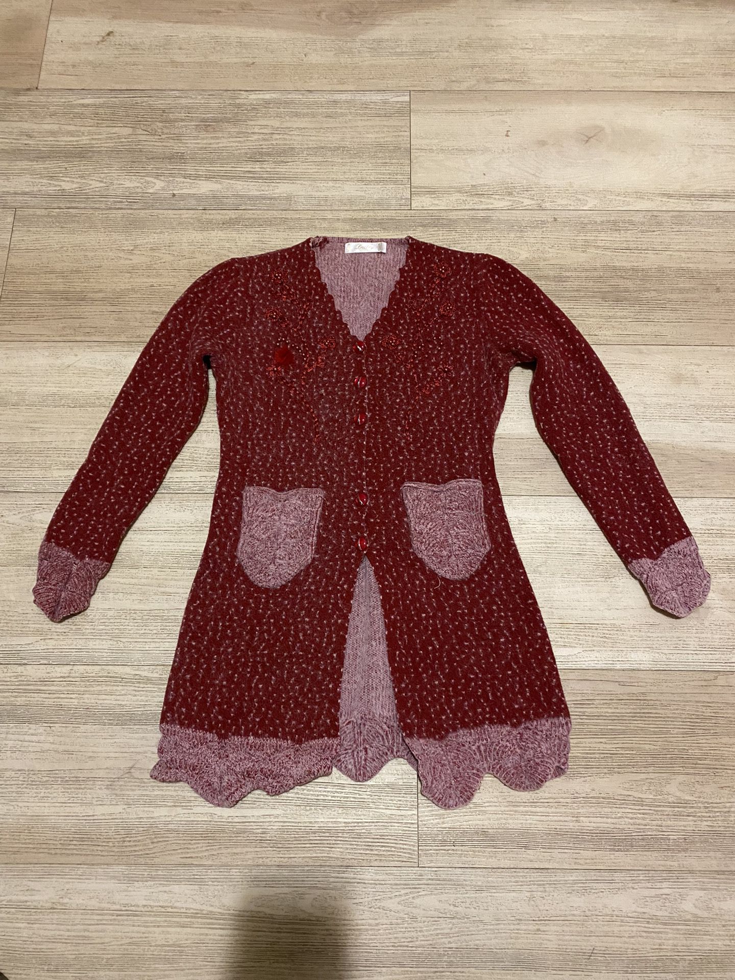 Vintage “Ledley” Cardigan Embroidered Long Sweater. 