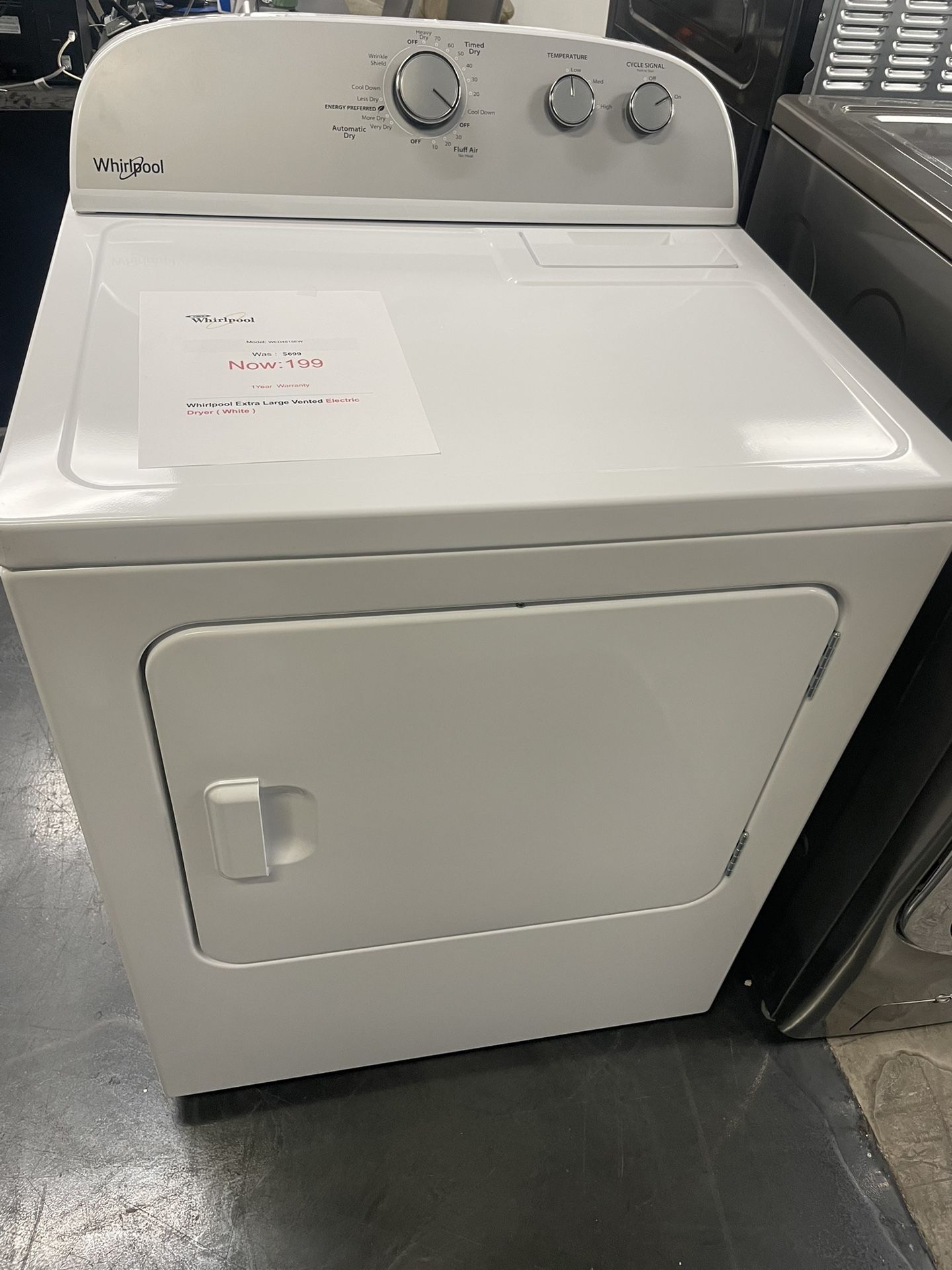 New Whirlpool Electric Dryer(220volt Required)