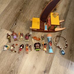 Set of Moana Toys (Microphone, Shell Necklace, Boat and Figures)