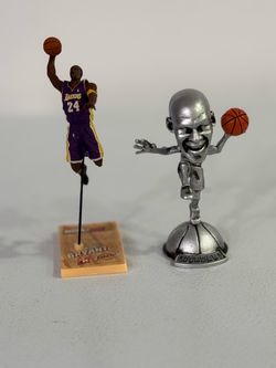 1998 Michael Jordan 4” Miniature Plastic Basketball Statue by NBA Properties & Kobe Bryant in the air to Dunk! 5” Miniature.