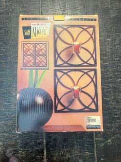 NEW IN BOX SET OF 2 San Miguel Votive Wall Candle Lamps 11-3/4" Square 912245