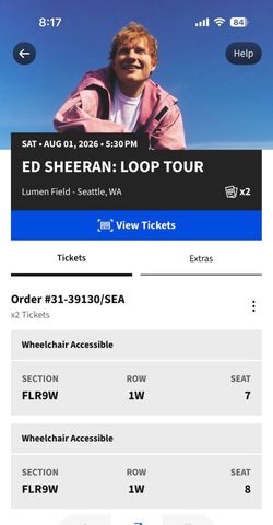 Ed Sheeran floor seats