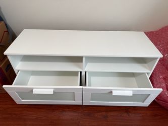 White Low Dresser with Two Drawers