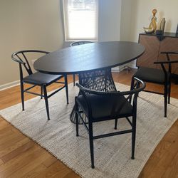 Mid Century Modern Black Dining Oval Table