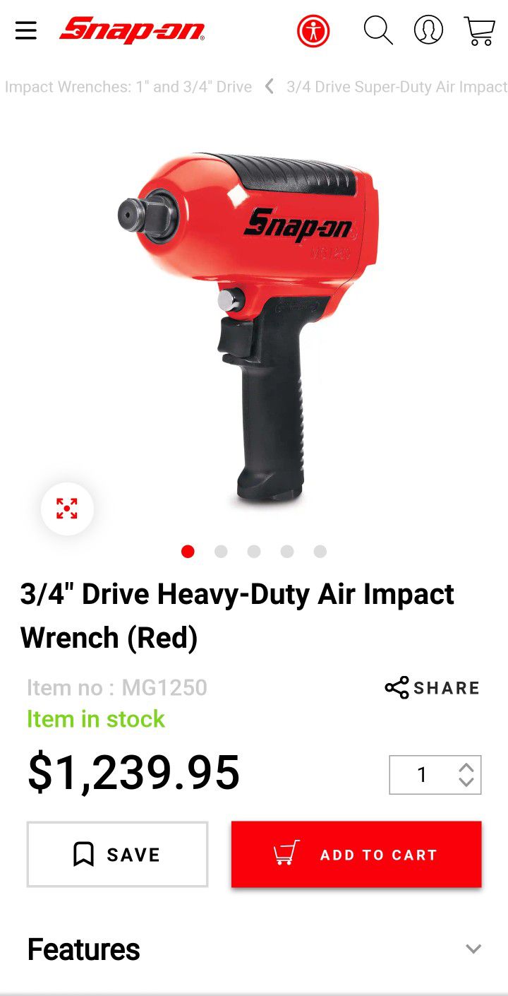 3/4 Snap-on Air Impact Wrench
