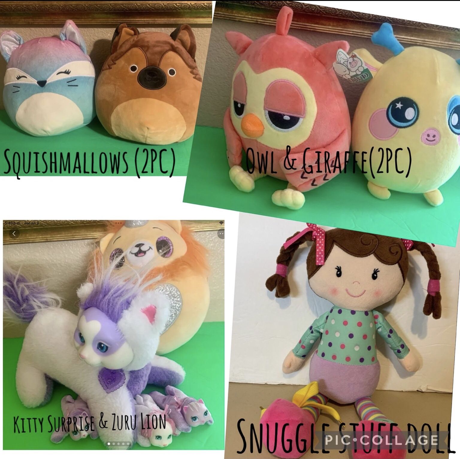 Lot Of 7 PC/ Stuffed Animals Plush & Snuggle Doll
