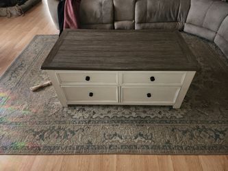 Farmhouse Coffee Table with Storage Drawers