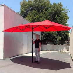 (NEW) $95 Large 15 FT Double Sided Umbrella Outdoor Patio Garden Yard (Weight base not included)